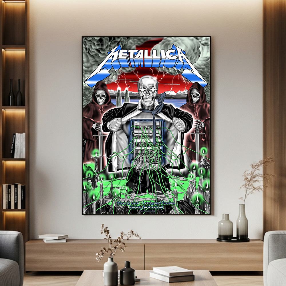 Metallica M72 World Tour Zurich Switzerland May 27 2026 Stadion Letzigrund electric skeleton poster canvas wall art